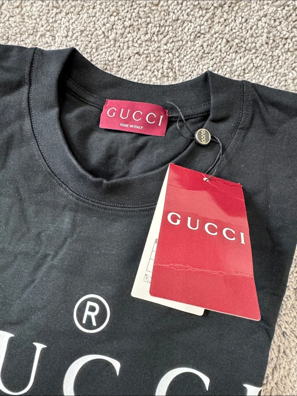 Gucci Black Logo Short Sleeve Crewneck T-Shirt size XL for men